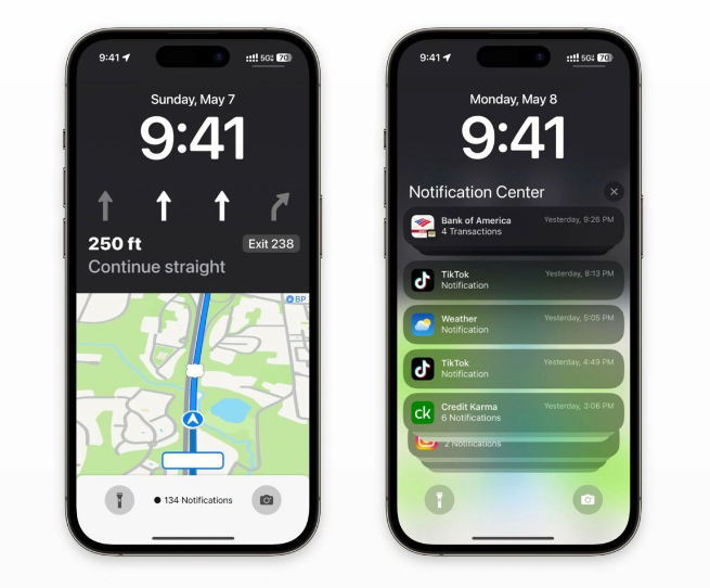 湘西苹果维修服务分享iOS17锁屏地图导航半屏显示长什么样 